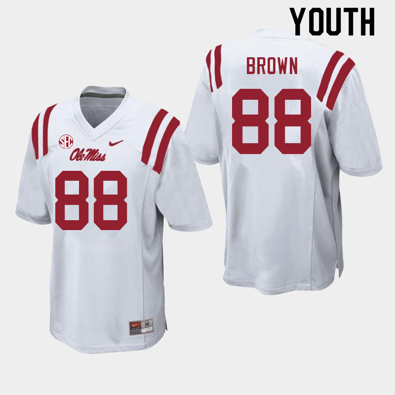 Youth #88 Bralon Brown Ole Miss Rebels College Football Jerseys Sale-White - Click Image to Close